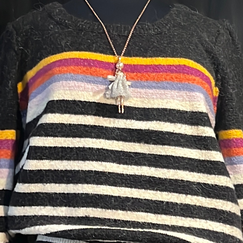 Free People Black and white and rainbow striped  sweater - Picture 2 of 5